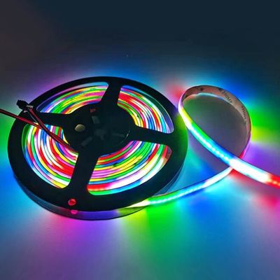 रंगीन जादू सीओबी आरजीबी एलईडी पट्टी पिक्सेल 12V स्मार्ट उच्च घनत्व 720 एलईडी / मीटर डिजिटल सीओबी पट्टी रोशनी