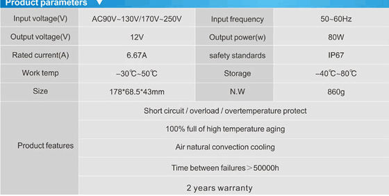 बिक्री के लिए नई आगमन जलरोधक IP67 24v 80w एलईडी बिजली की आपूर्ति एलईडी नीयन ट्रांसफार्मर
