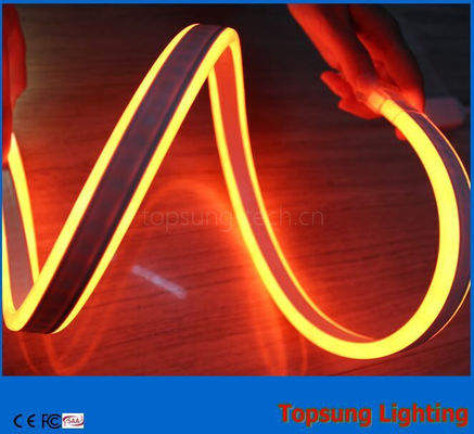 Topsung प्रकाश व्यवस्था 12v नारंगी 100m मिनी डबल पक्षीय एलईडी नीयन रस्सी पट्टी जलरोधक 8.5*18 मिमी प्रकाश
