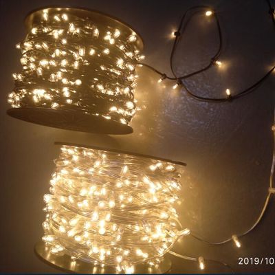 2019 आईपी 65 गर्म सफेद पीवीसी क्रिस्टल वायर डीसी 12 वी क्लिप लाइट/ 200 एलईडी परी प्रकाश स्ट्रिंग 100 मीटर/रोल एलईडी कंद रोशनी