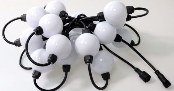 10 फीट रील डीएमएक्स 24 वी 50 मिमी आरजीबी पिक्सेल एलईडी लाइट स्ट्रिंग्स आउटडोर सजावट परियोजना के लिए ग्लोब 3 डी गेंदों